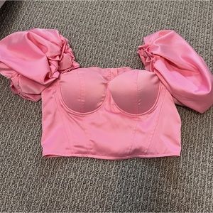 Pink top with ruffle sleeve